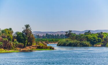 Landscape view of large river nile in Egypt