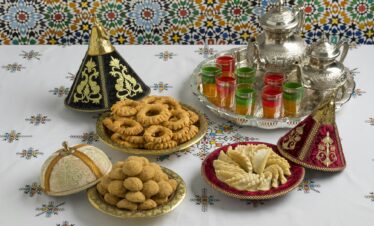 Traditional Moroccan cookies in a festive tajine